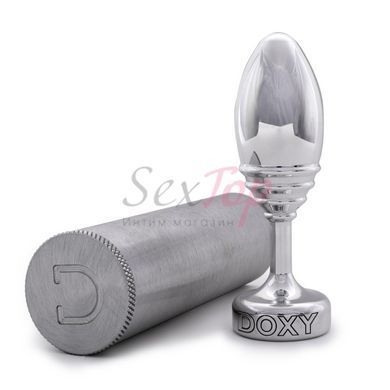Металева анальна пробка DOXY Butt Plug RIBBED, ребриста, діаметр 3,3 см - фото товару 4