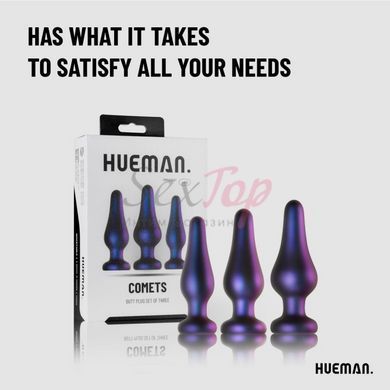 Набор анальных пробок фиолетового цвета Hueman Comets 3 штуки &mdash;  фото товара 6