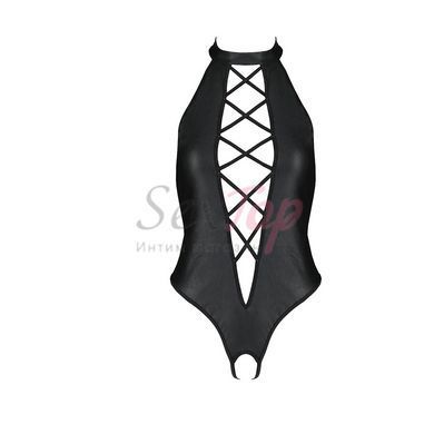 Боди из эко-кожи с имитацией шнуровки и открытым доступом Nancy Body black XXL/XXXL - Passion &mdash;  фото товара 3