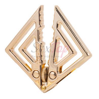 Зажимы для сосков с тяжелой подвеской LOCKINK Adjustable Nipple Clamps with Heavy Pendant - Golden &mdash;  фото товара 2