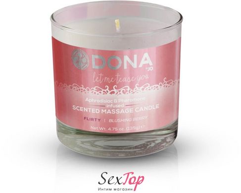 Массажная свеча DONA Scented Massage Candle Blushing Berry FLIRTY (135гр) с афродизиаками феромонами SO1532 фото