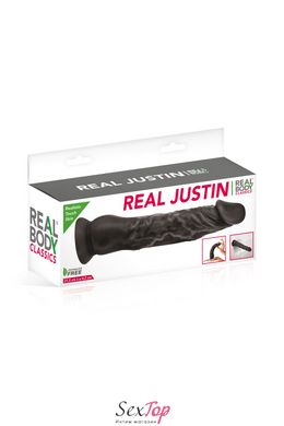 Фалоімітатор із присоскою Real Body — Real Justin Black, TPE, діаметр 4,2 см SO4031 фото