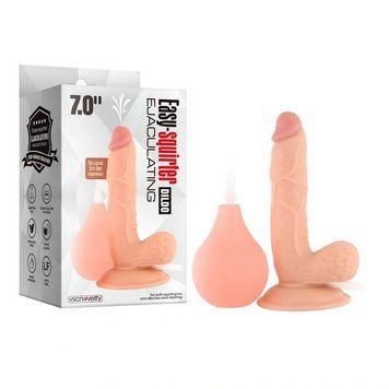 Фаллоимитатор на присоске Easy-Squirter Ejaculating Realistic Dildo 7.0, Телесный - 1