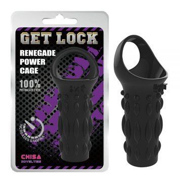 Насадка рифленая на член с кольцом черного цвета Chisa Renegade Power Cage &mdash;  фото товара 1