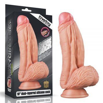 Фаллоимитатор толстый на присоске силиконовый телесного цвета Love Toy King &mdash;  фото товара 1