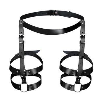 Кожаные гартеры Art of Sex - Melani Leather garters, Черные XS-M,  - 1