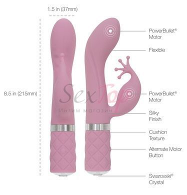 Роскошный вибратор-кролик Pillow Talk - Kinky Pink с кристаллом Сваровски, мощный &mdash;  фото товара 8