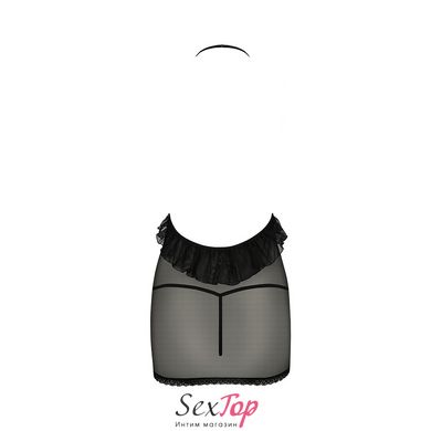 Сорочка прозрачная приталенная ERZA CHEMISE black L/XL - Passion, трусики PS26004 фото