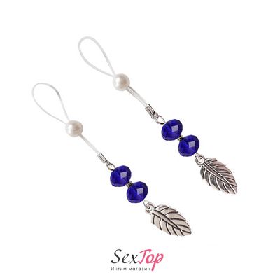 Сексуальні прикраси для сосків із листочком Nipple Jewelry Leaf, колір синій SO5395 фото