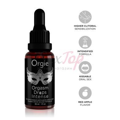 Збуджувальні краплі для клітора Orgie Orgasm Drops Intense, 30 мл, тепло-холод, смак яблука - фото товару 3