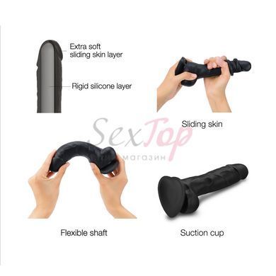 Реалістичний фалоімітатор Strap-On-Me Sliding Realistic Skin Dildo Black M, ефект рухливої шкіри - фото товару 3