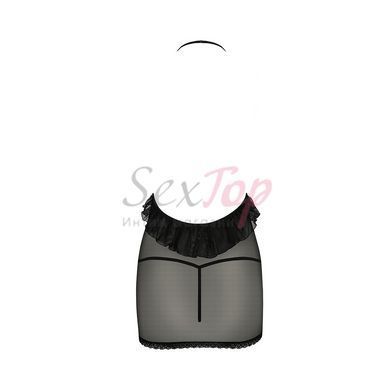 Сорочка прозрачная приталенная ERZA CHEMISE black L/XL - Passion, трусики &mdash;  фото товара 4