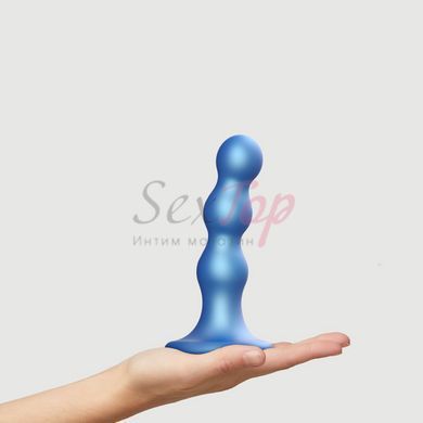 Насадка для страпона Strap-On-Me Dildo Plug Balls Blue Metallic M - фото товару 3