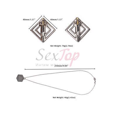 Затискачі для сосків з важкою підвіскою LOCKINK Adjustable Nipple Clamps with Heavy Pendant - Grey - фото товару 9