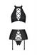 Комплект из экокожи Passion Nancy Set 4XL/5XL black, имитация шнуровки, топ, пояс для чулок SO7106 фото 3