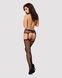 Сетчатые чулки-стокинги с узором на ягодицах Obsessive Garter stockings S232 S/M/L, черные, имитация &mdash; фото 4 из 6