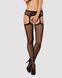 Сітчасті панчохи-стокінги з візерунком на сідницях Obsessive Garter stockings S232 S/M/L, чорні, імі SO7269 фото 1