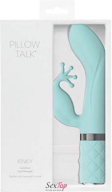 Роскошный вибратор-кролик Pillow Talk - Kinky Teal с кристаллом Сваровски, мощный SO2716 фото