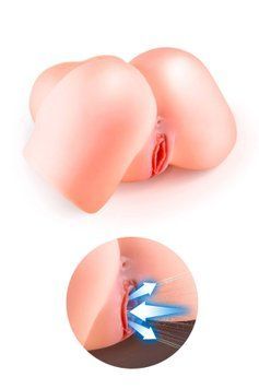 Сосущая вагина-мастурбатор Real Body Real Nina, вагина и анус, с вибрацией и звуком,  - 1