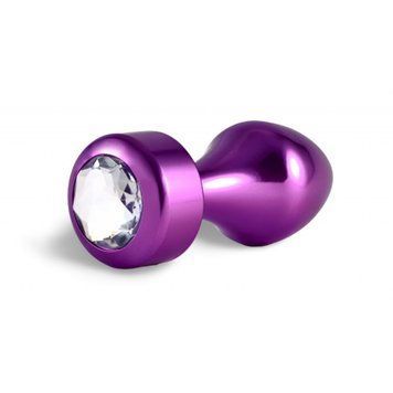 Анальная пробка Lovetoy фиолетовая с камнем, Фиолетовый - 1