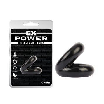 Двойное эрекционное кольцо на член черного цвета Chisa Dual Pleasure Ring, Черный - 1