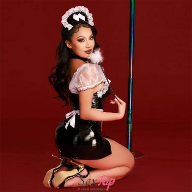 Еротичний костюм покоївки JSY «Дбайлива Кім» One Size, сукня, стрінги, фартух, чепчик, мітелка SO9242 фото