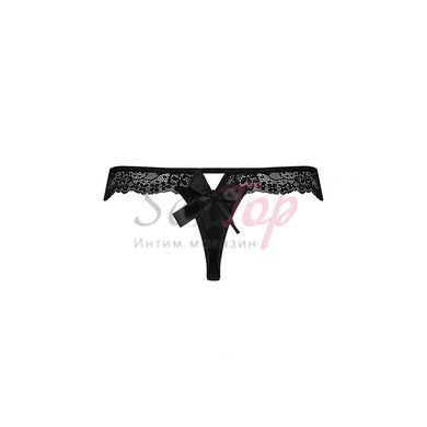 Кружевные трусики-танга с атласным бантиком Naja Thong black S/M - Passion &mdash;  фото товара 6