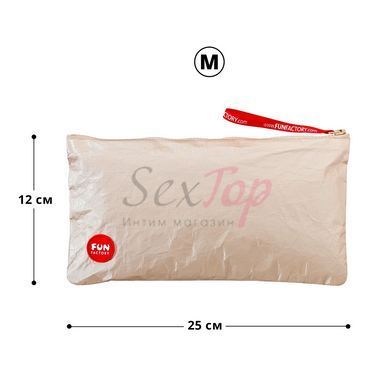 Сумка для секс-іграшок Fun Factory TOYBAG M, золотиста, на блискавці, 25x12 см - фото товару 2