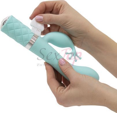 Розкішний вібратор-кролик Pillow Talk - Kinky Teal з кристалом Сваровські, потужний - фото товару 6