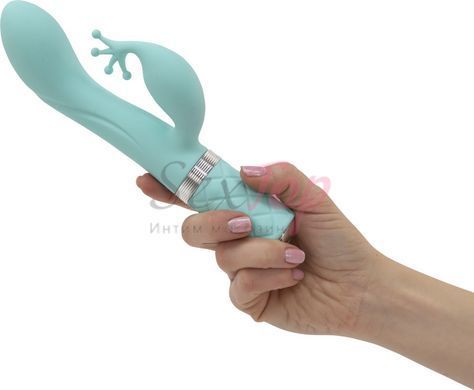 Розкішний вібратор-кролик Pillow Talk - Kinky Teal з кристалом Сваровські, потужний - фото товару 3